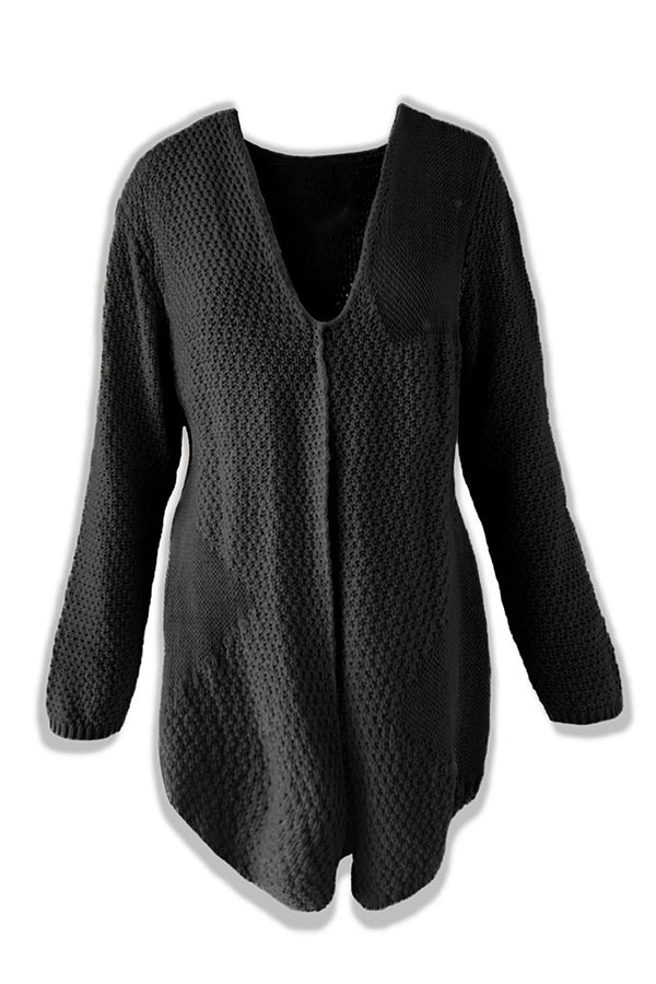 Elegant lang cardigan i blødt strik