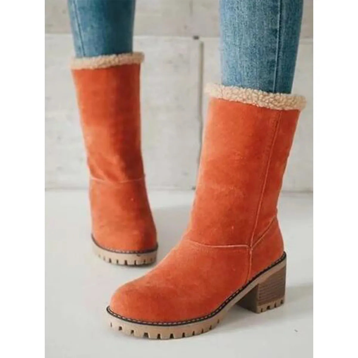 Varme Ankelstøvler i Ruskind-look med Skridsikker Sål