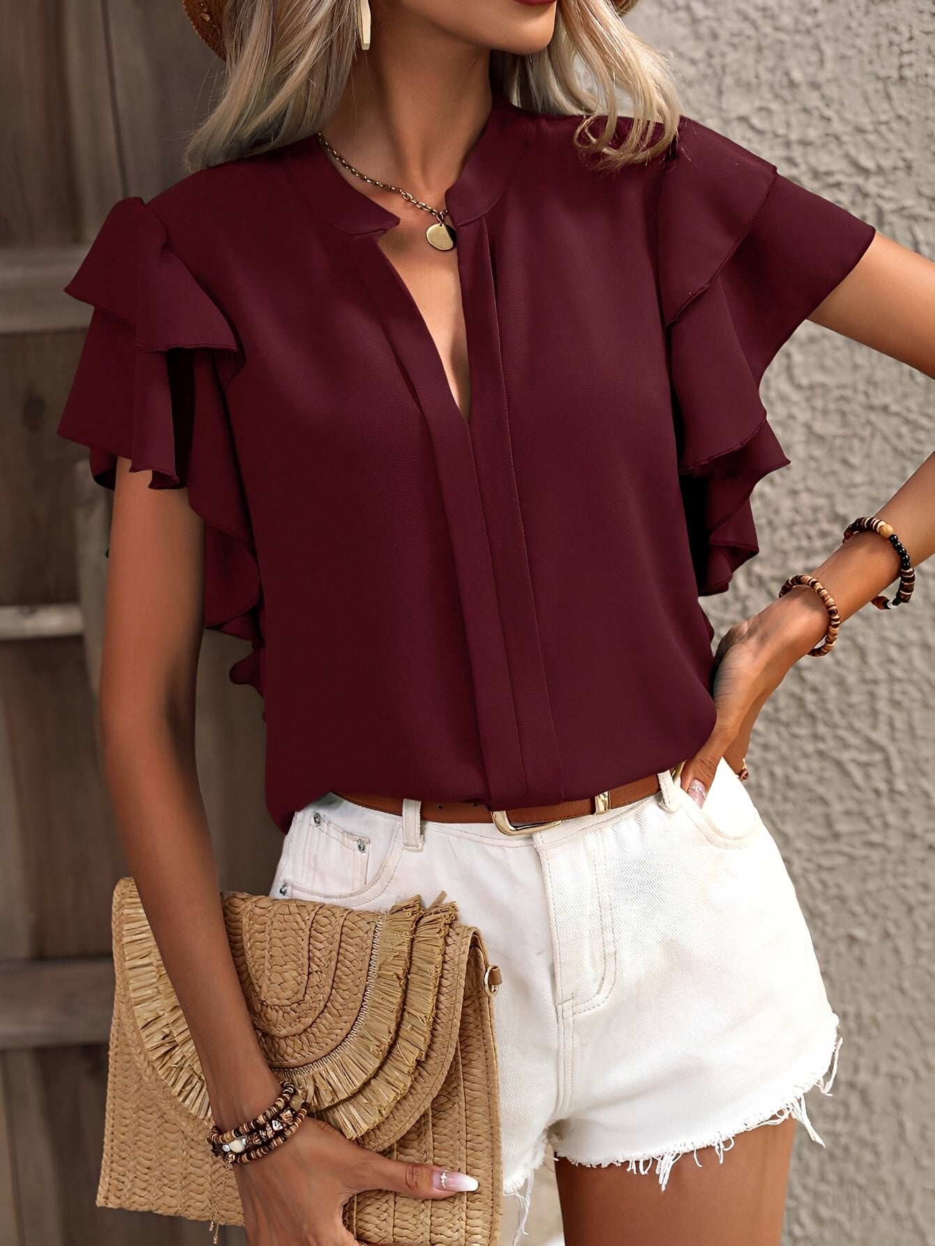 Vera - Elegant Ärmlös Blus med V-ringning