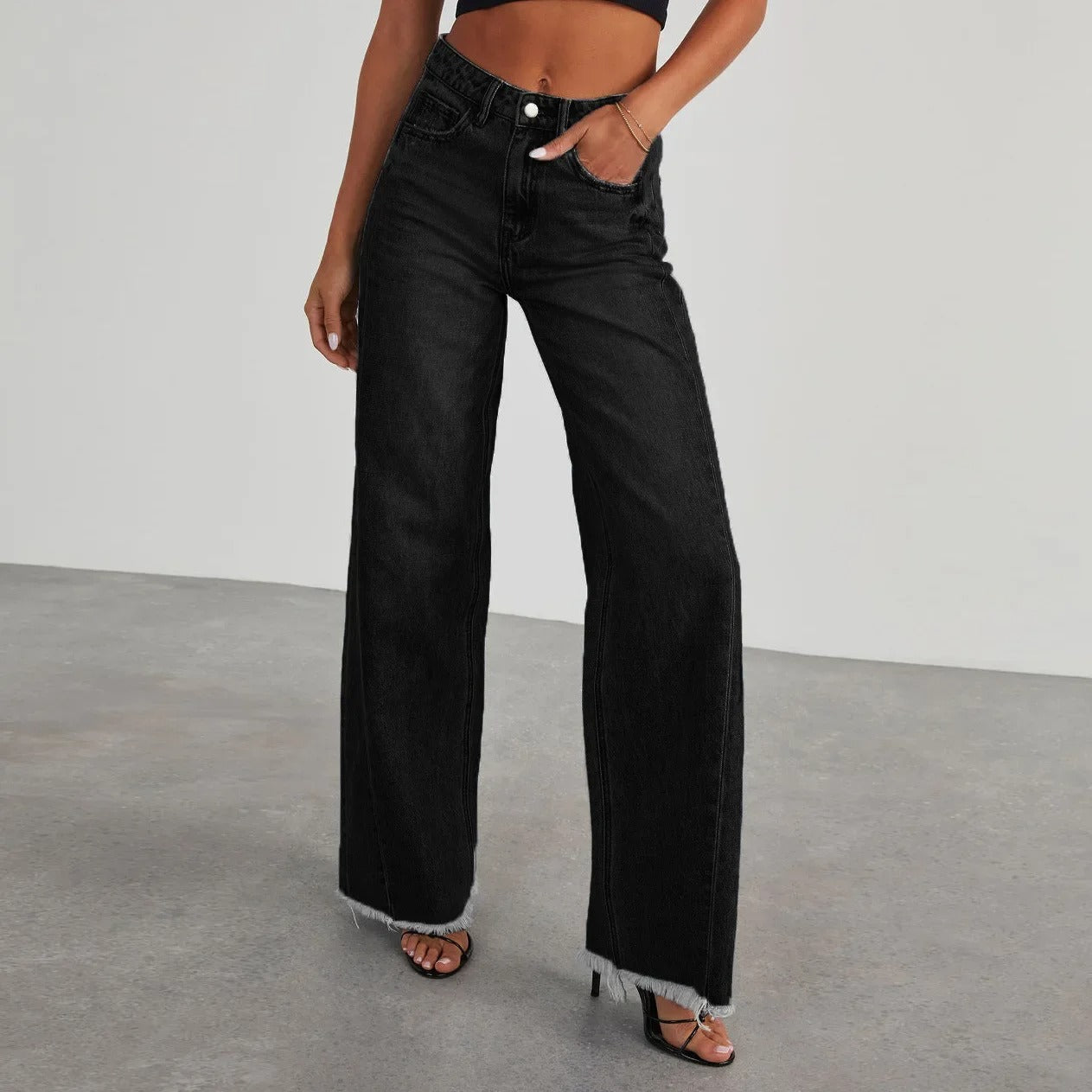 Moderne Løse Jeans med Fringing – Trendy og Elegant