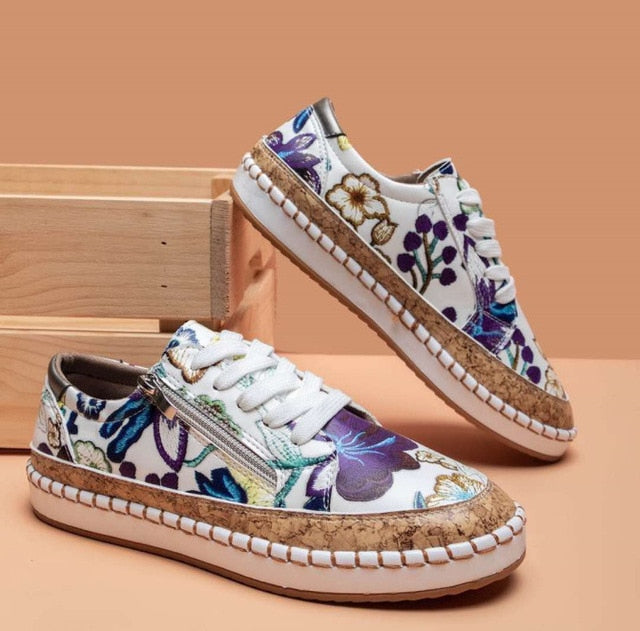 Sneakers för damer i espadrille med broderi