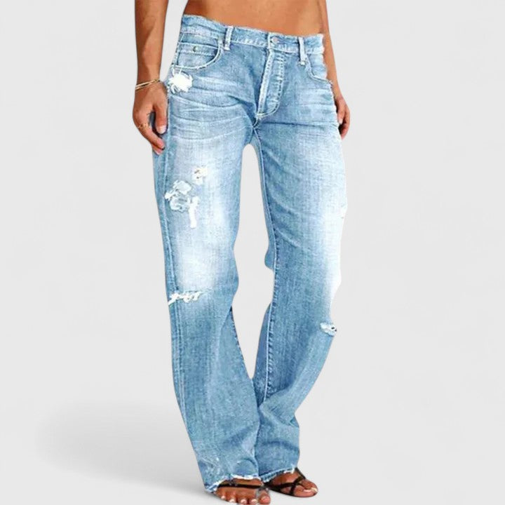 Retro Chic | Dam Jeans med Lätt Lös Silhouette