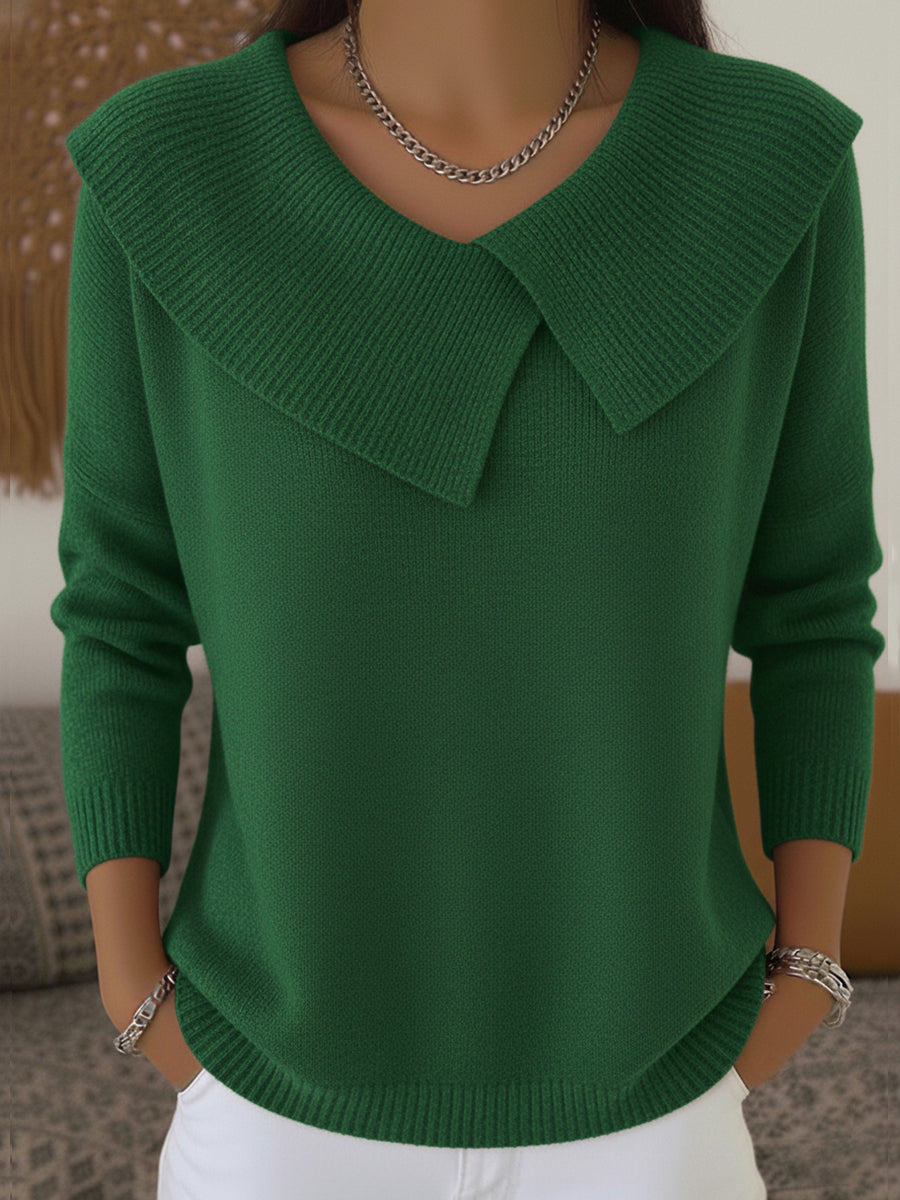 Elegant stickad blus med modern krage – Snygg och bekväm