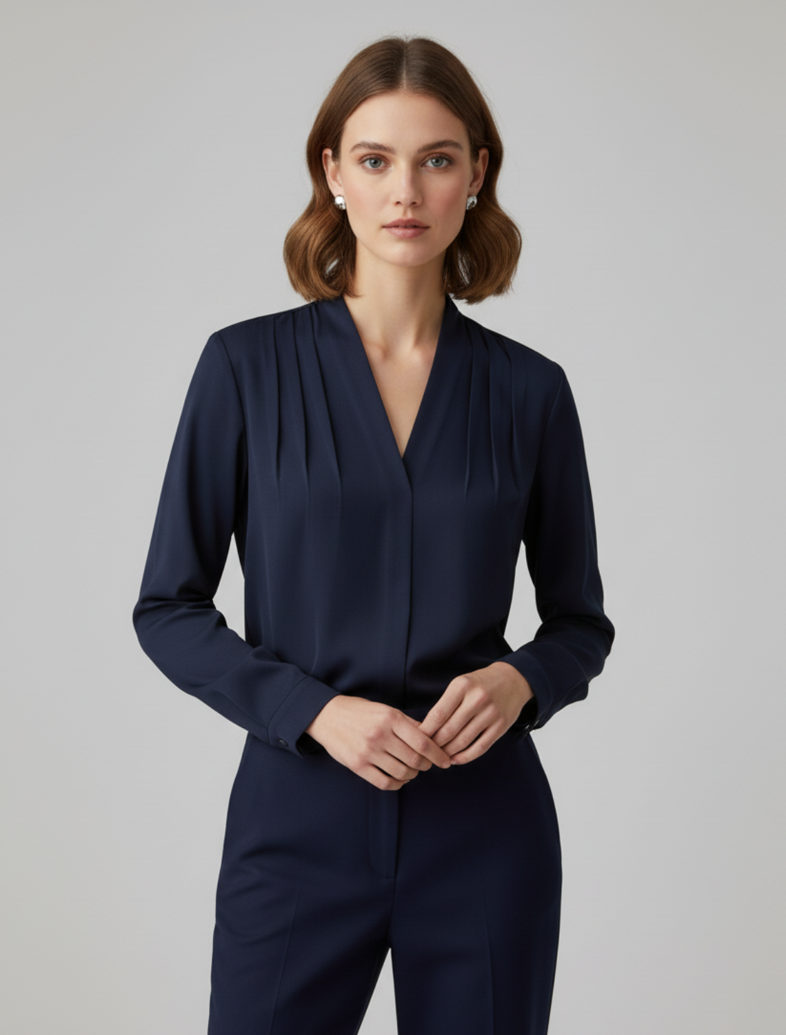 Sofistikerad Blus med Puffärmar och Figursydd Silhuett