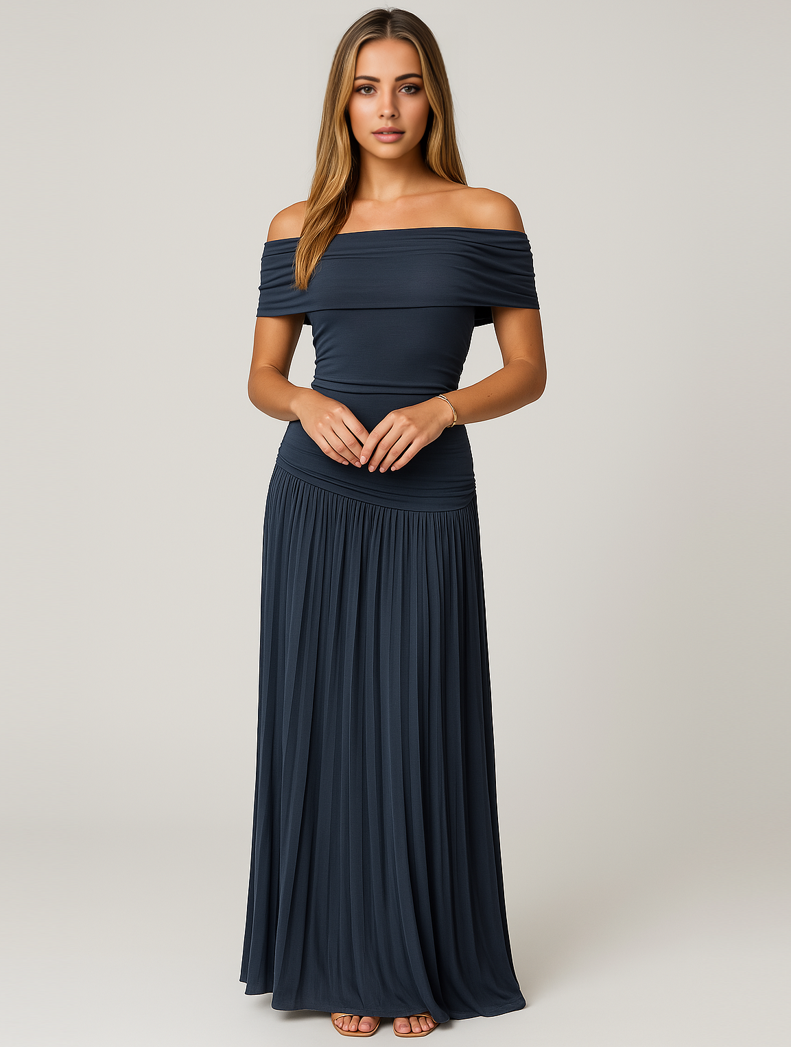 Sophia | Maxi-Klänning med Plisseringar för Eleganta Tillfällen
