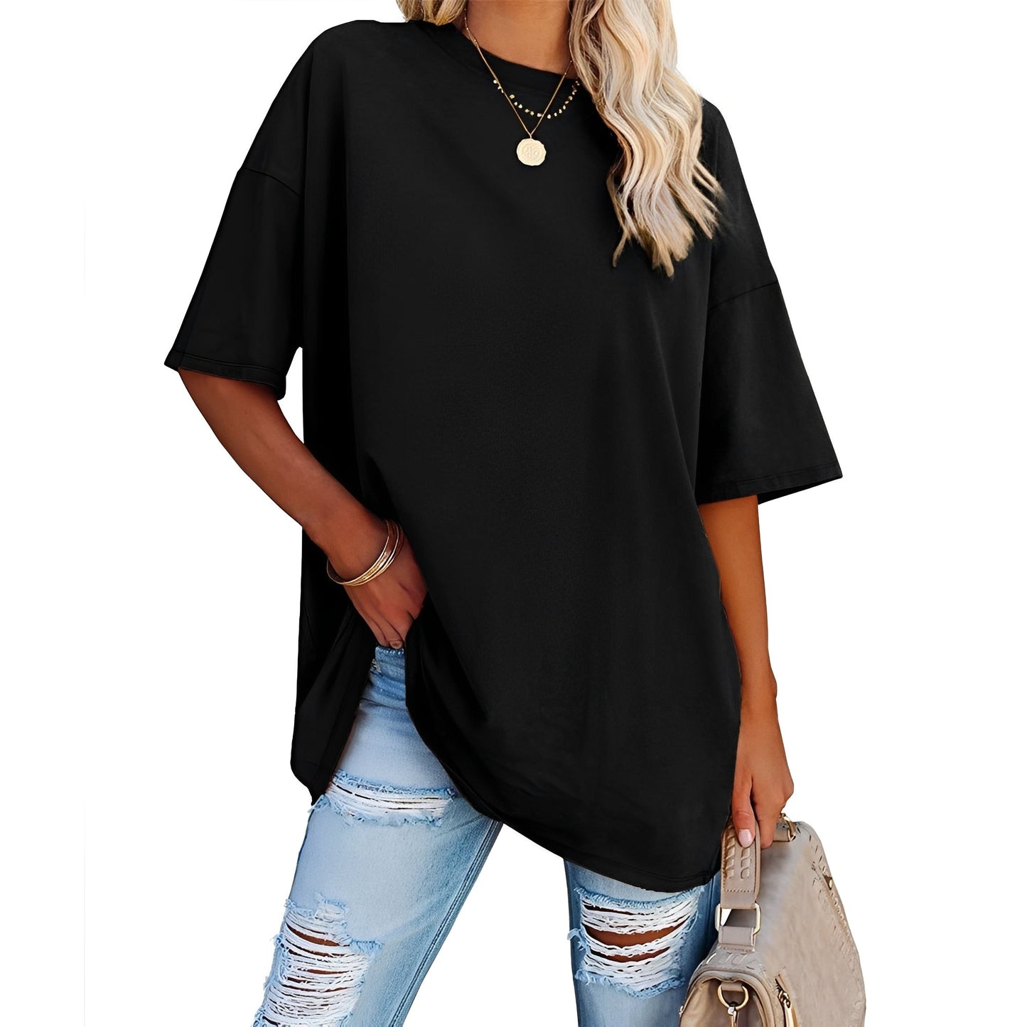 Lina - Avslappnad T-shirt med Snygga Detaljer