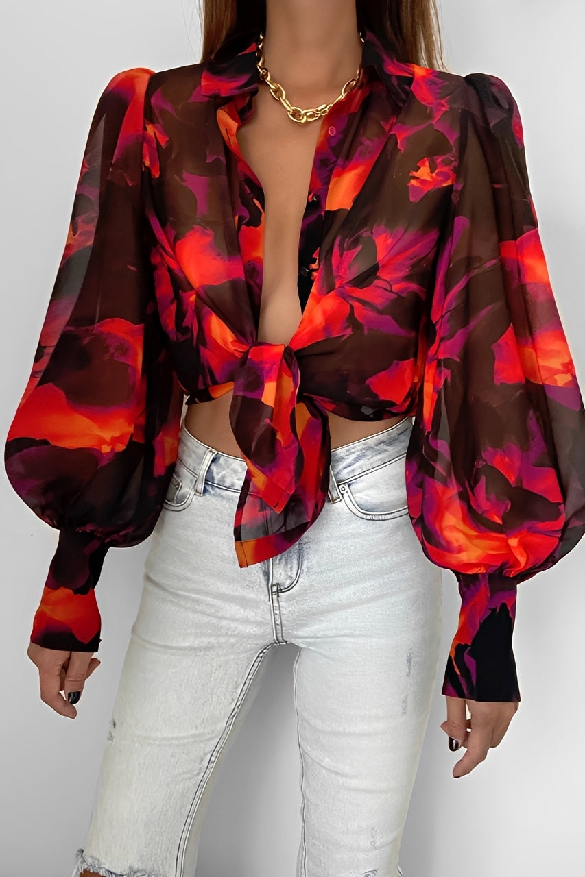 Elena - Chic Blus med Ballärm för Kvinna