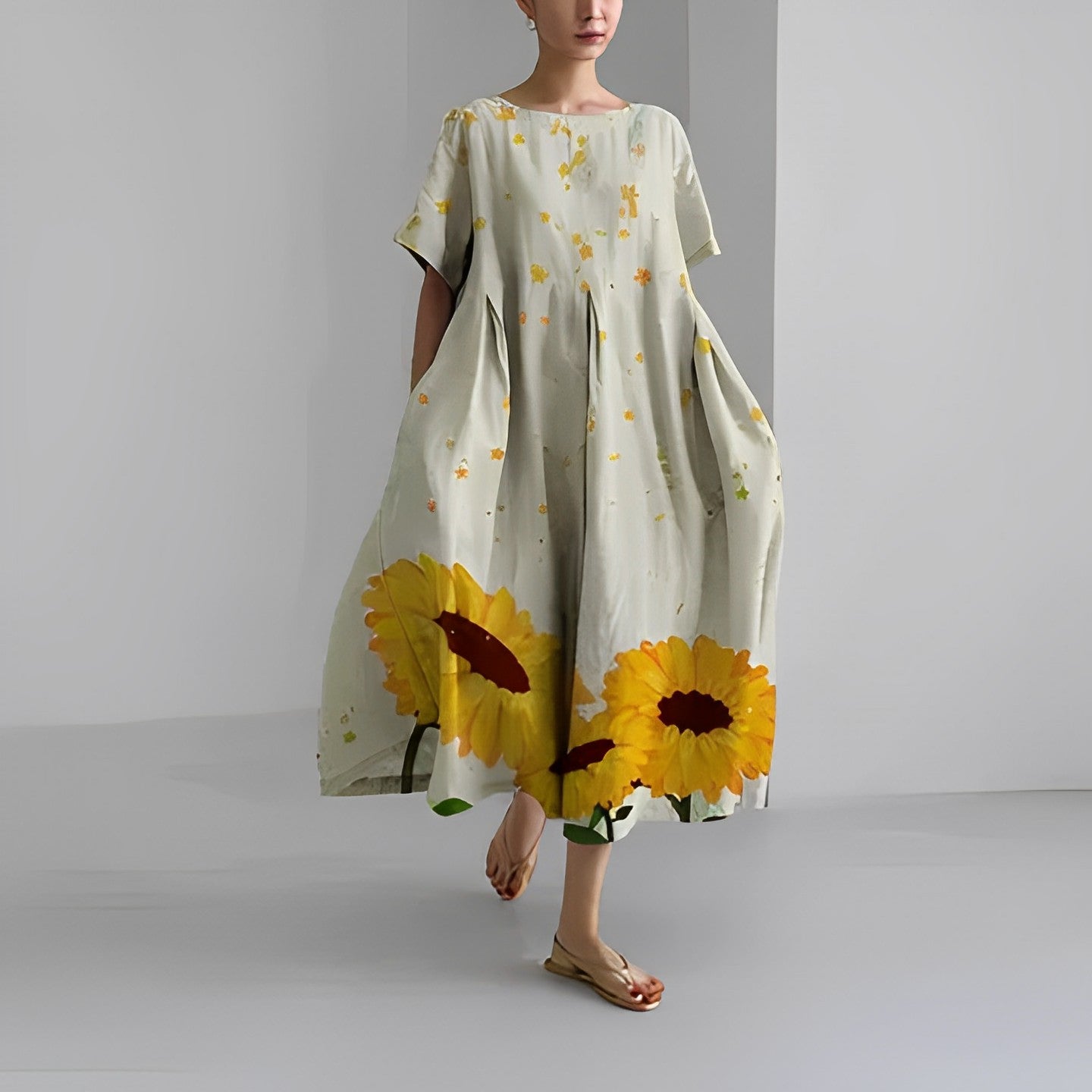 Soleil - Blomstret Kjole med Boheme Vibe