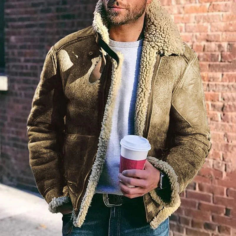 Arvid – aviatorjakke med shearling-krave og forstærkede albuer
