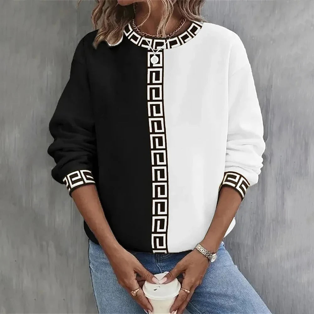 Stilfuld Geometrisk Print Sweater