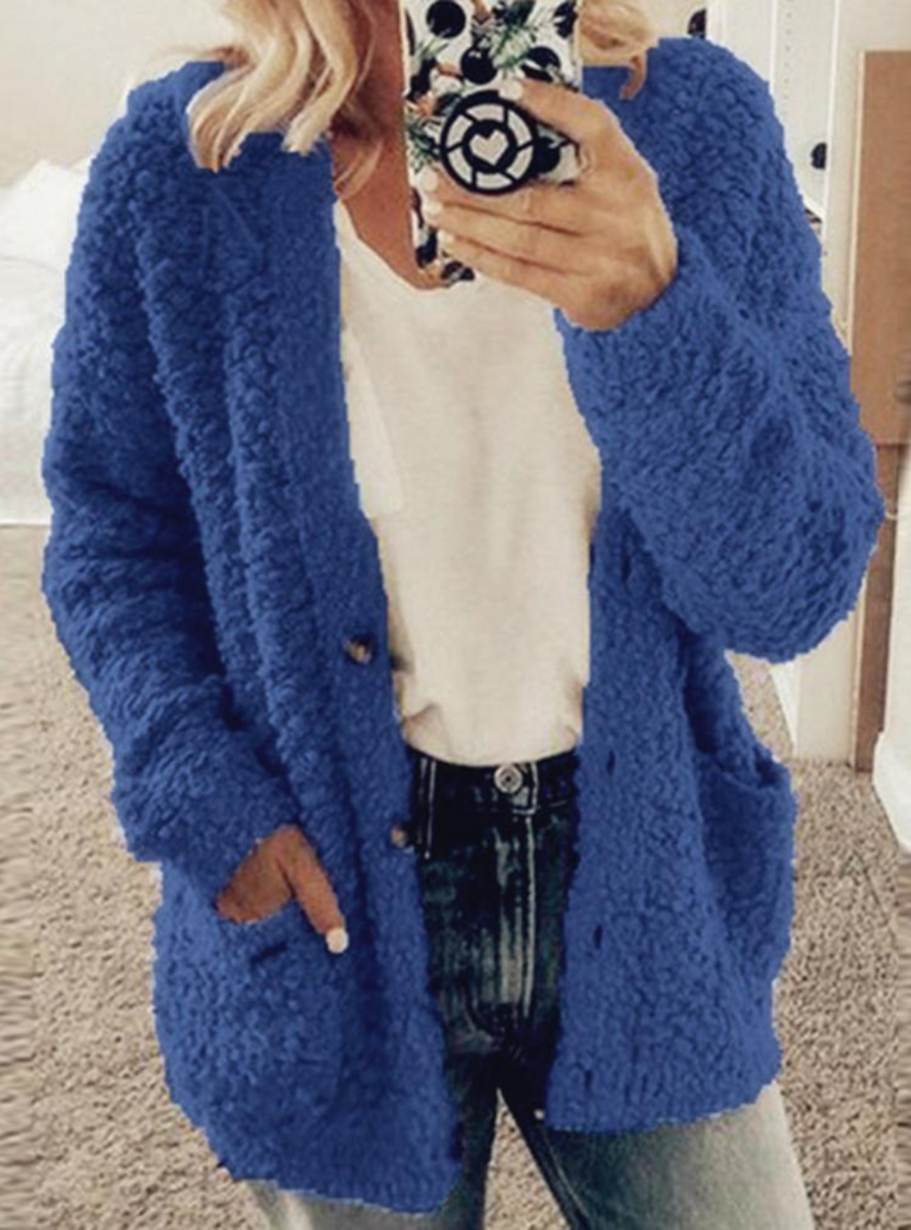 Blød Teddy Cardigan til Kvinder - Ultimativ Komfort & Varme