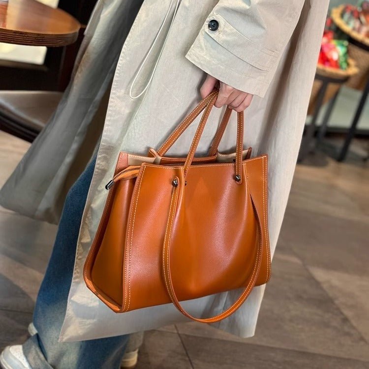 LuxeTote | Elegant vegan läderväska med distinkta sömmar