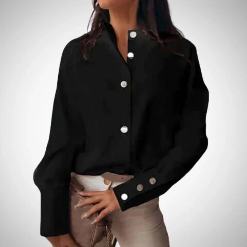 Elegant Blus med Guldknappar för Kvinnor