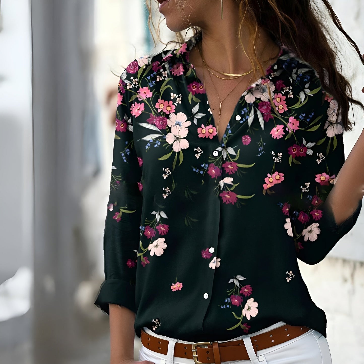 Chic blus för dam med unikt mönster