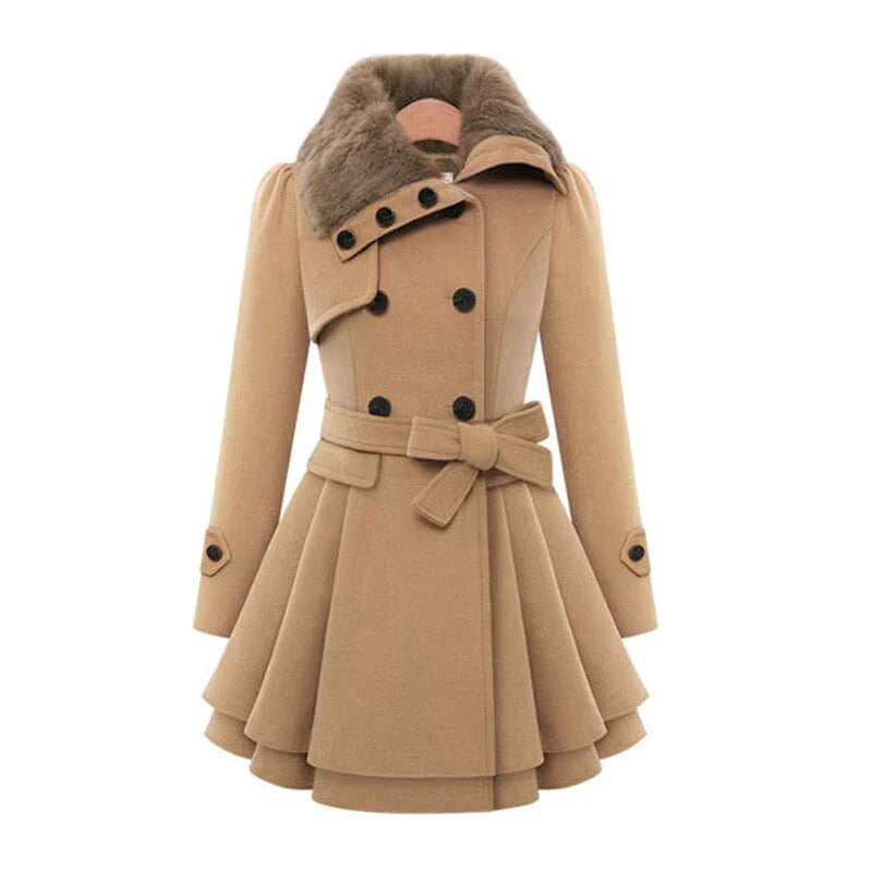 Luxe Trench Coat med Etisk Vegan Pels