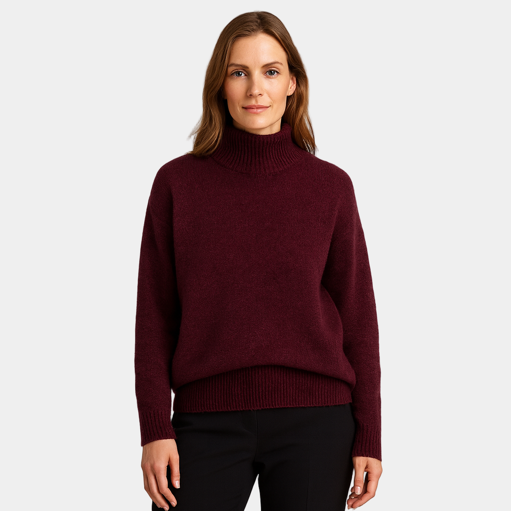 Elegant Strikpullover med Høj Krave – Stilfuld Varmekilde