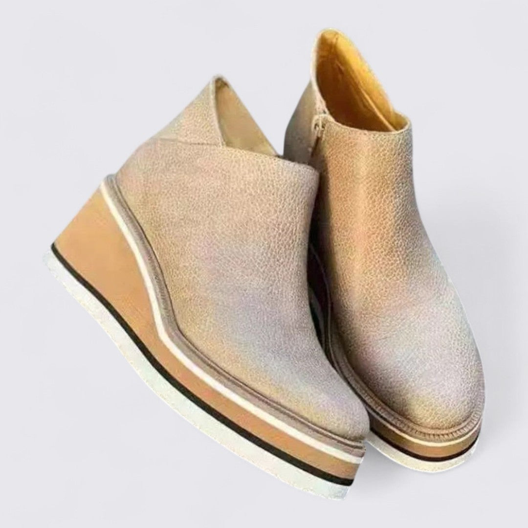 Dame Ankelsko med lynlås – Behagelige støvletter – Flad sål