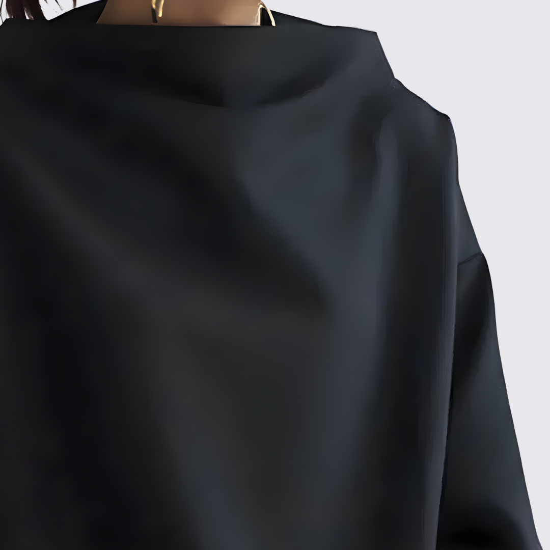 Damebluse med oversize snit - Langærmet bluse - Bred udskæring