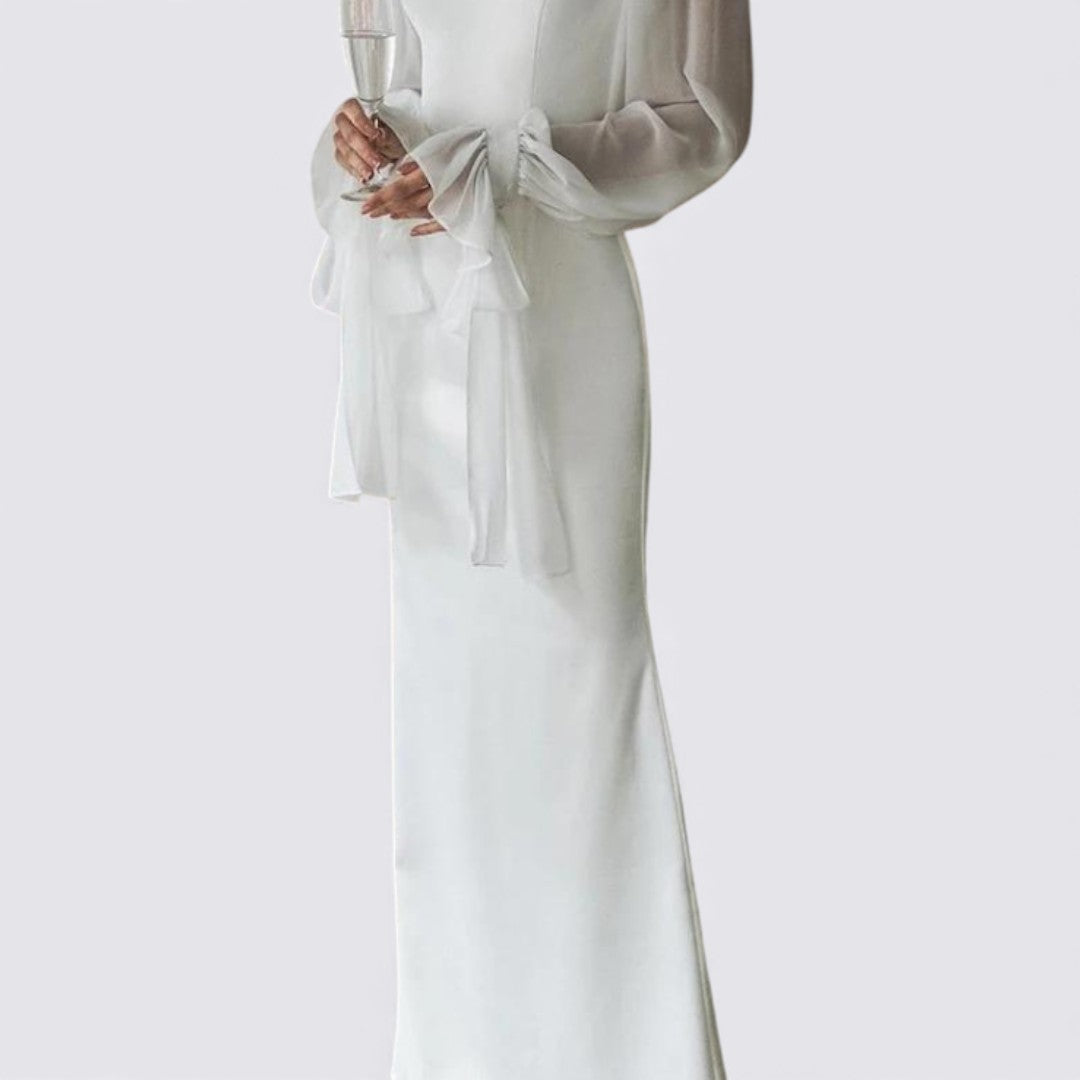 Damekjole med gennemsigtige ærmer - Langærmet - Ankellang