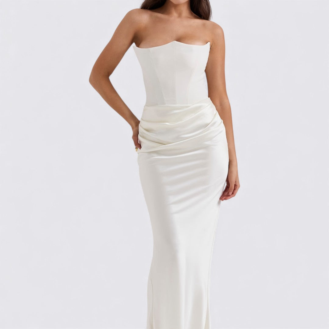 Damekjole uden ærmer – Båndløs kjole – Langt snit