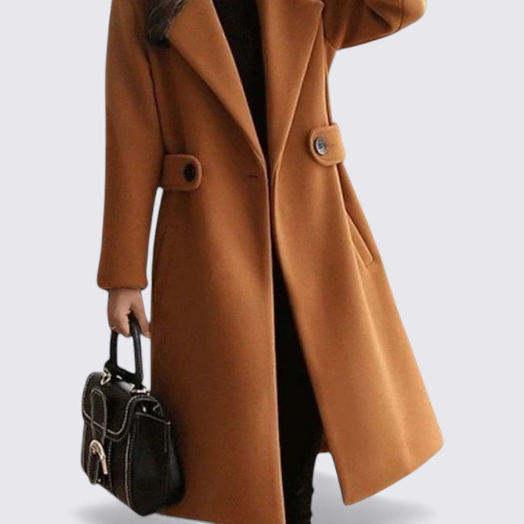 Damefrakke med bælte – Knælængde – Taljeret snit