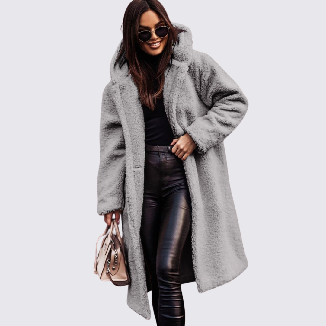 Dame Teddy Frakke med Hætte – Lang Skåret – Krammevarm