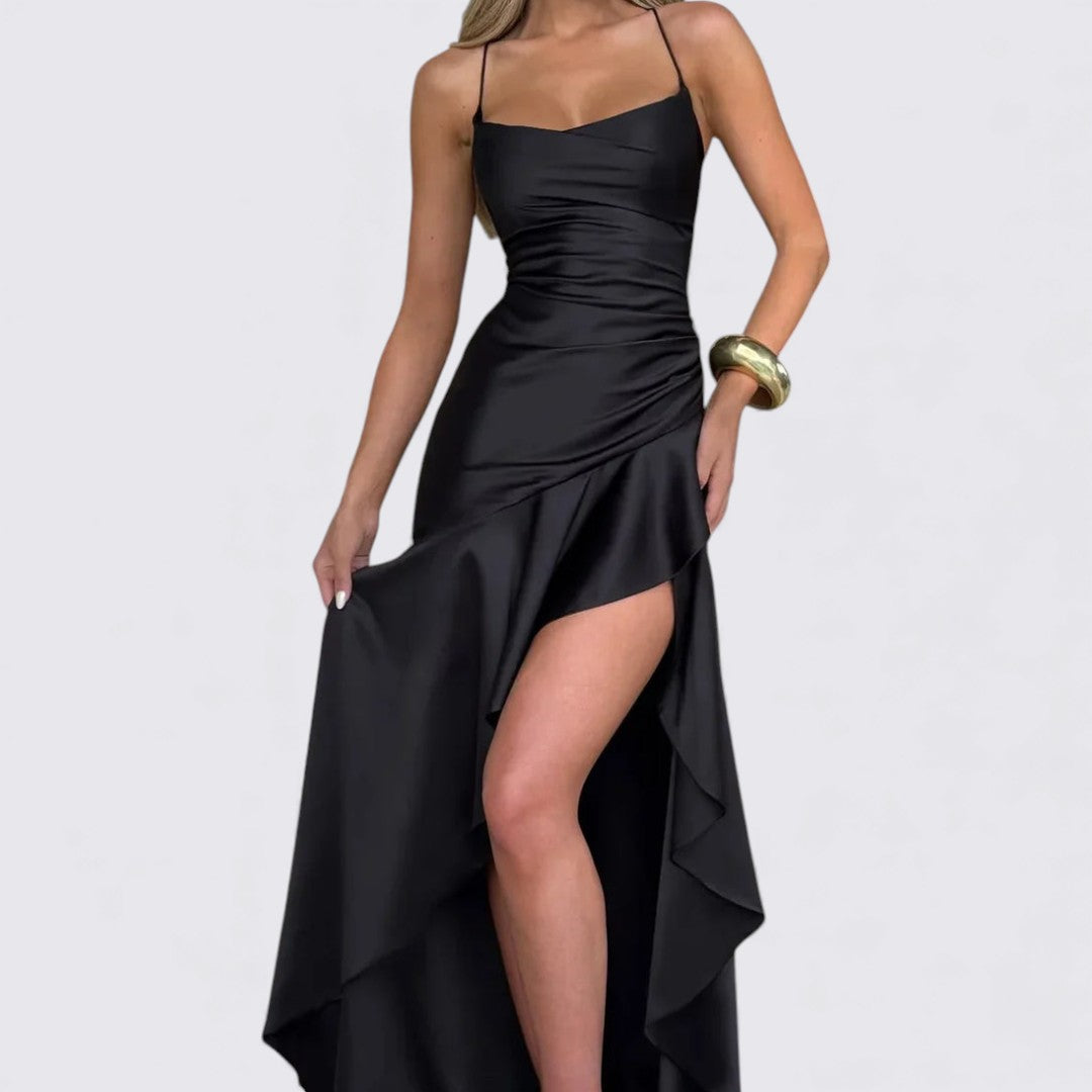 Dame Maxikjole – Uden ærmer & Taljevenlig – Elegant benåbning