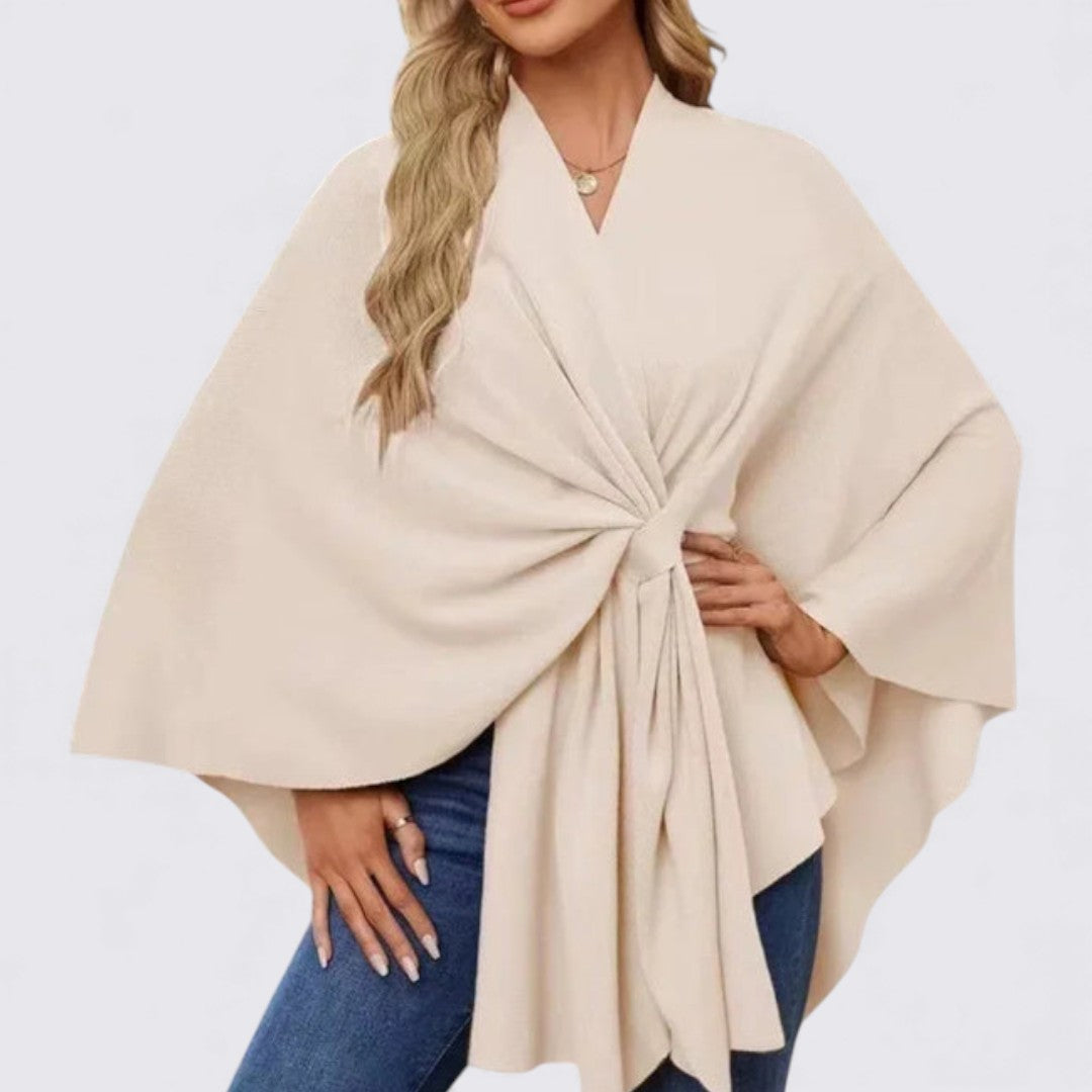 Dame overdel med V-udskæring – Bred pasform – Draperet design