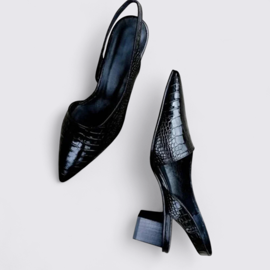 Dame Slingback Pumps med spids form – Elegante sko – Blokhæl