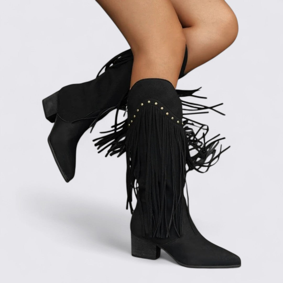 Dame støvler med frynser – Knæhøj – Western stil