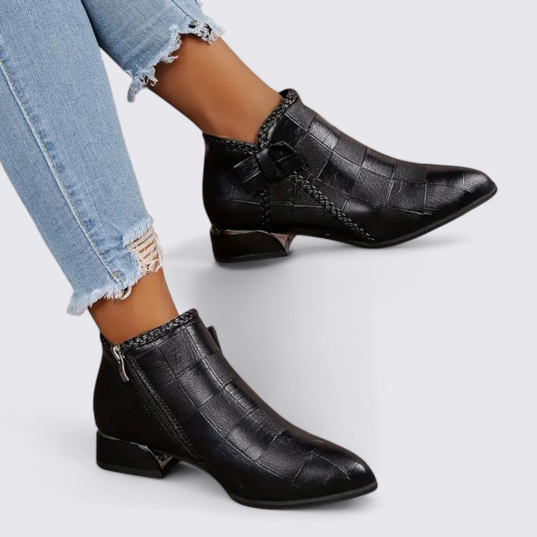 Dame ankelstøvler med lynlås – Ankelhøj støvle – Blokhæl