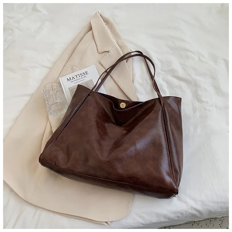 Vera | Elegant och tidlös Retro PU-Läder Tote Bag