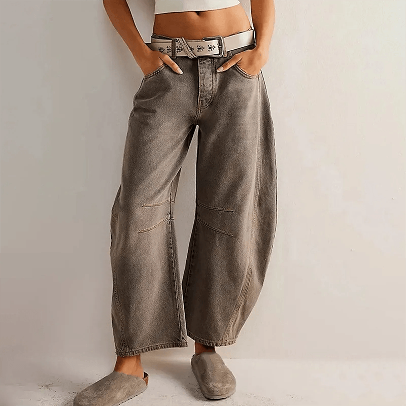 Lockiga jeans för kvinnor med hög midja