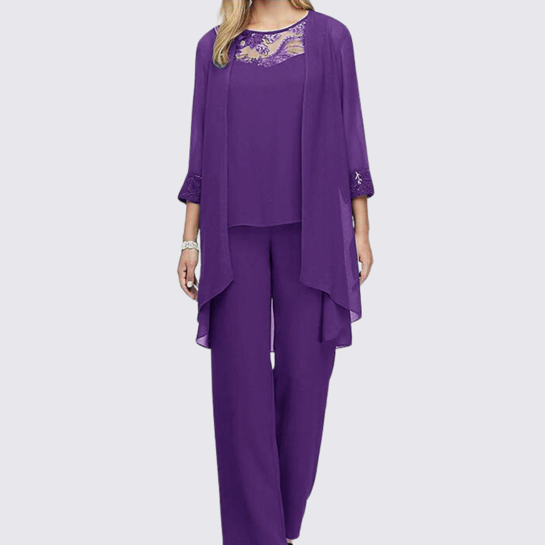 Dame tre-delt sæt med jakke og bukser – Klassisk sæt – Elegant snit