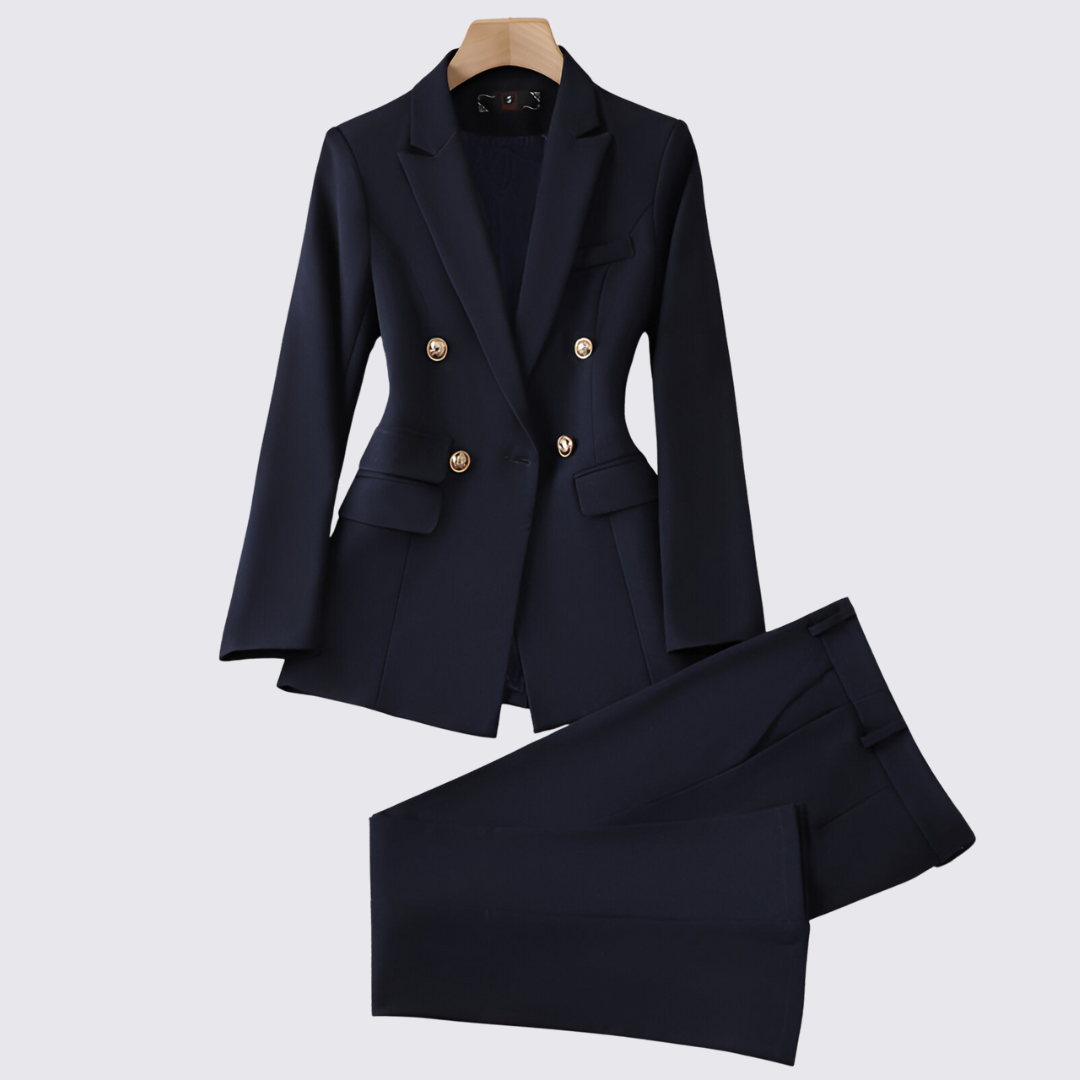 Dame sæt med blazer og nederdel – knapliste sæt – langærmet skåret