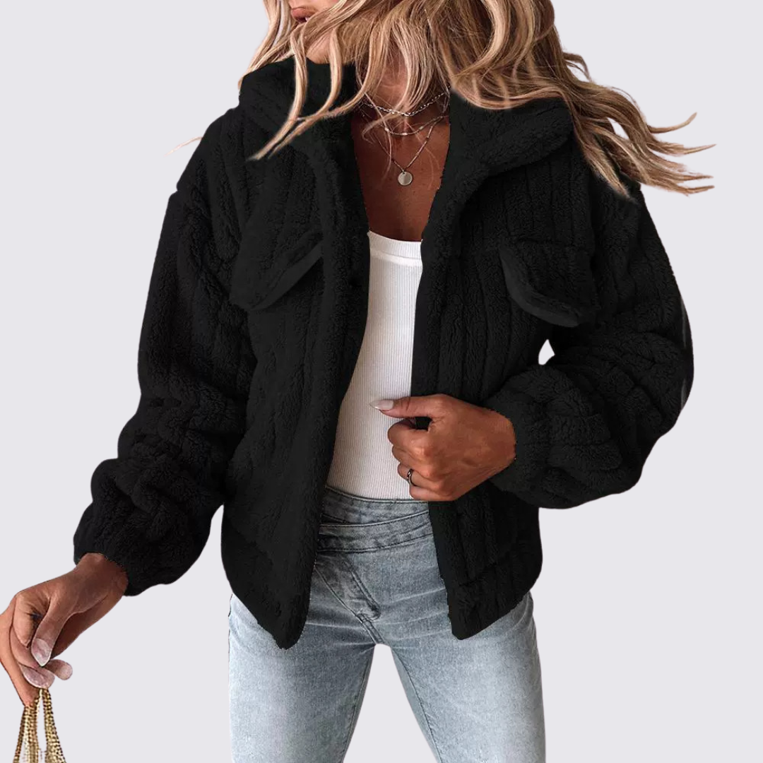 Dame Teddy Jakke – Med Lommer – Blød Skæring