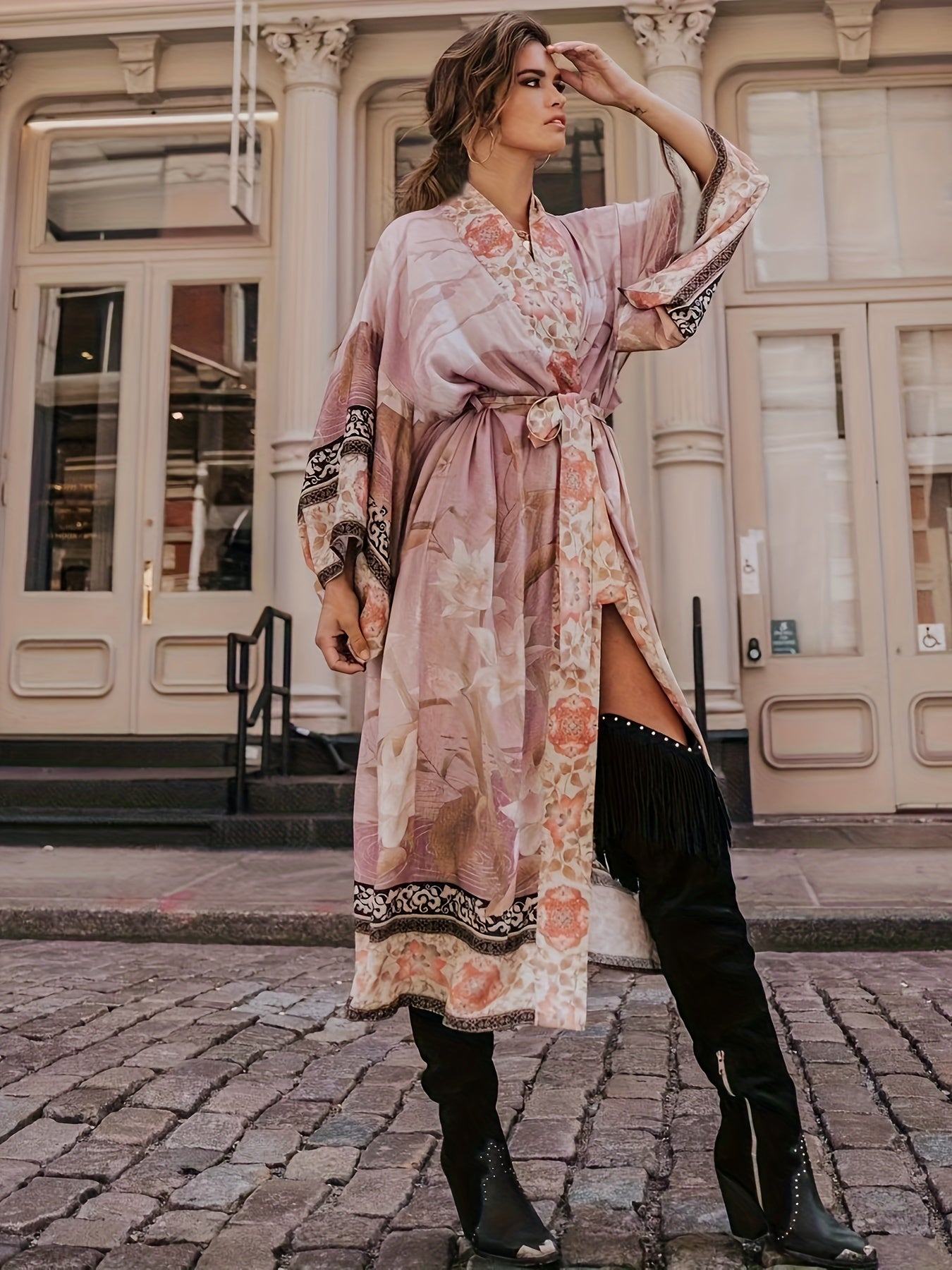 Elegant kimonos med blomsterprint til kvinder - Celestia