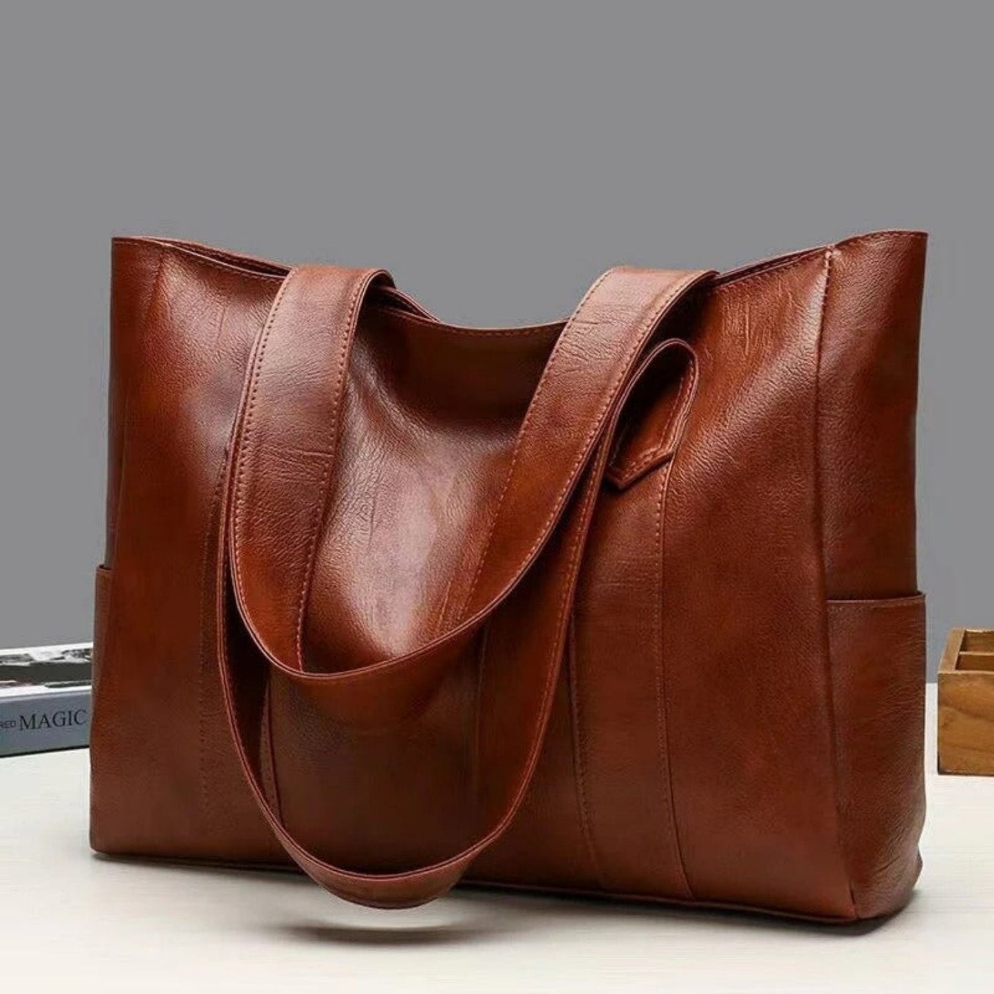 Elegant och praktisk Vintage-Läder Tote Bag för Moderna Kvinnor