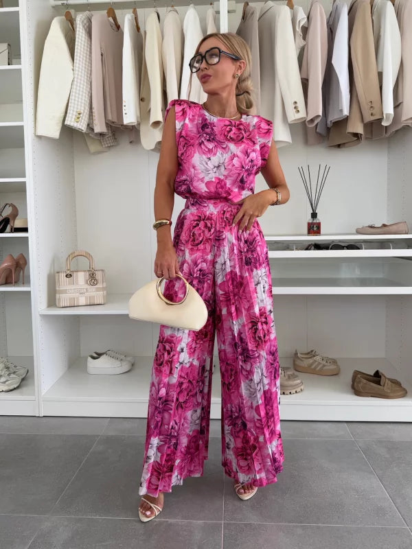 Dam Jumpsuit med Plisserade Ben och Vida Passform