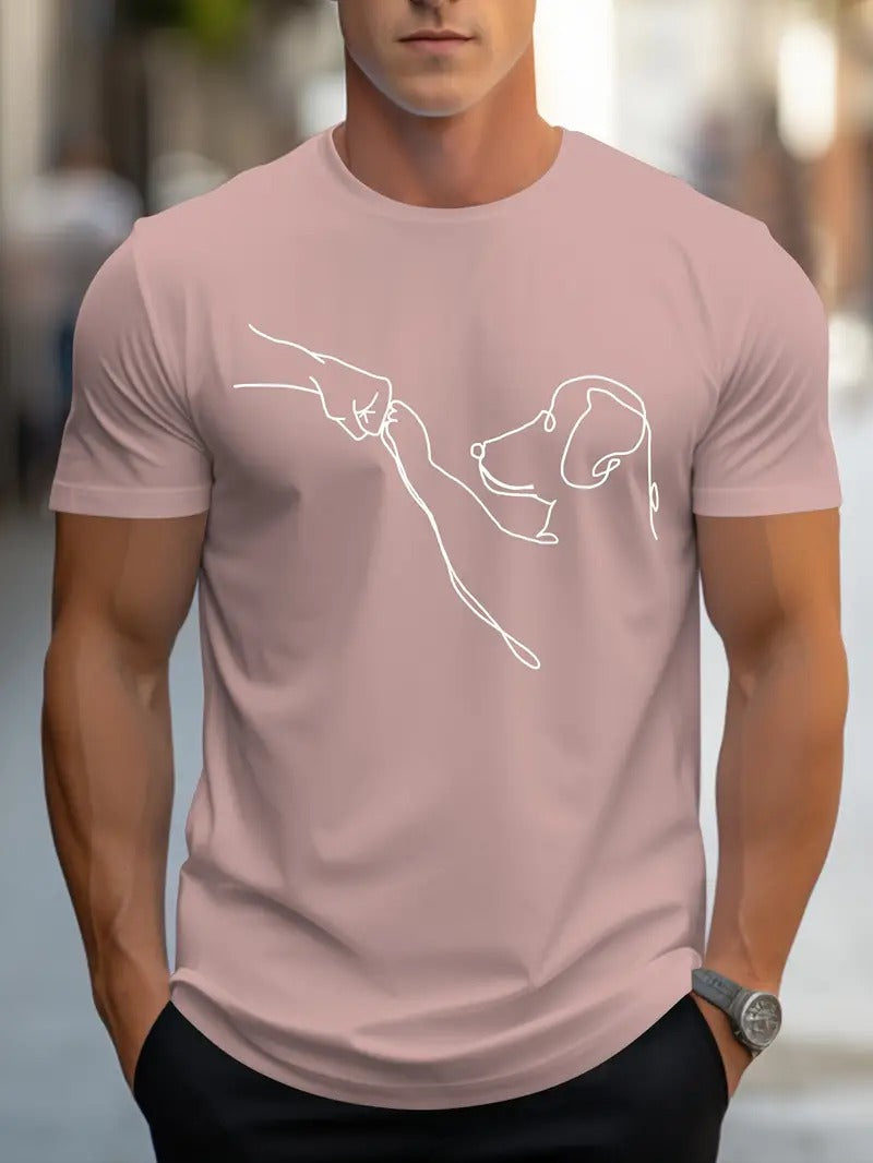Herr T-shirt med Rund Hals och Roligt Tryck - VovveFis