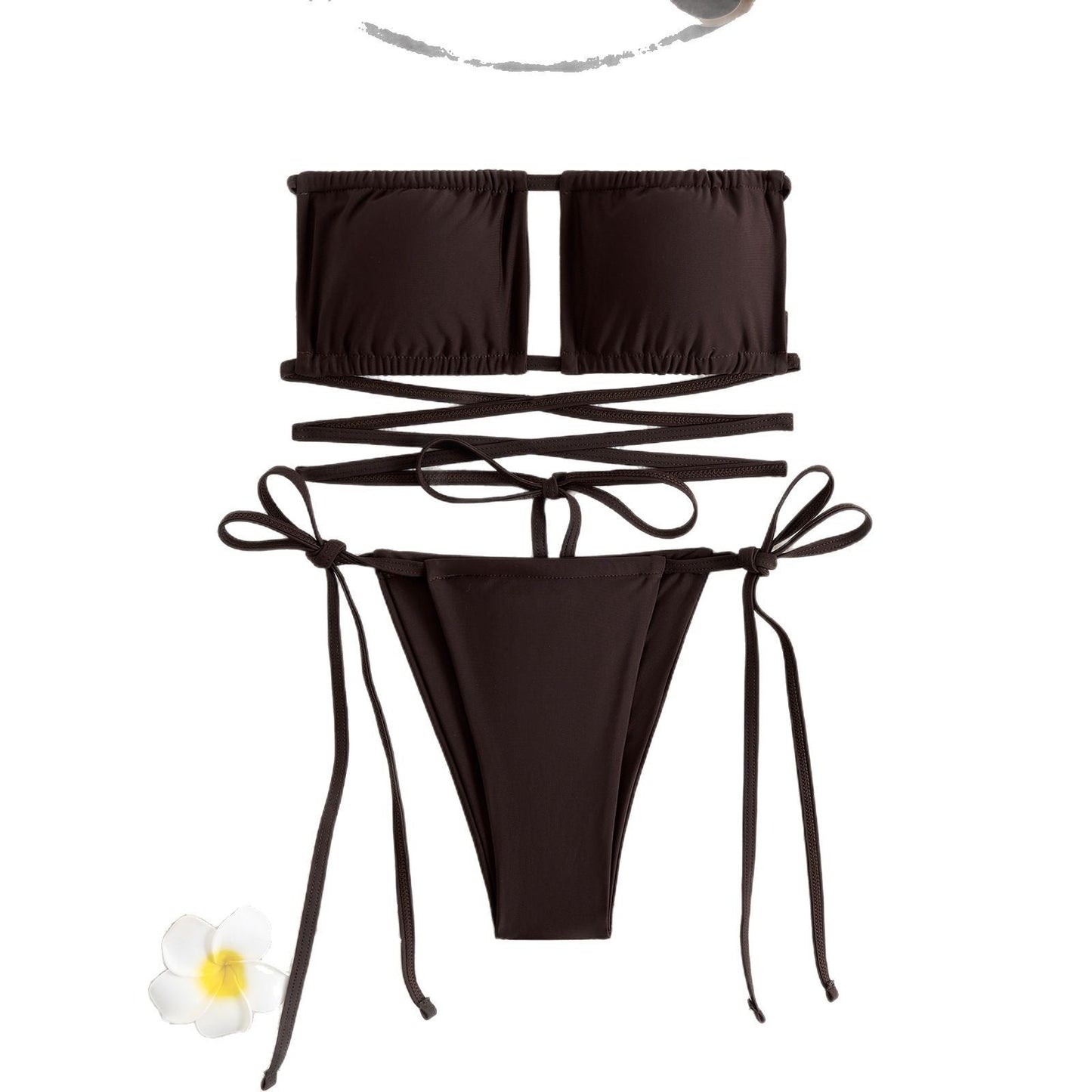 Kvinnors Bandeau-Bikini med Trendigt Vevdesign