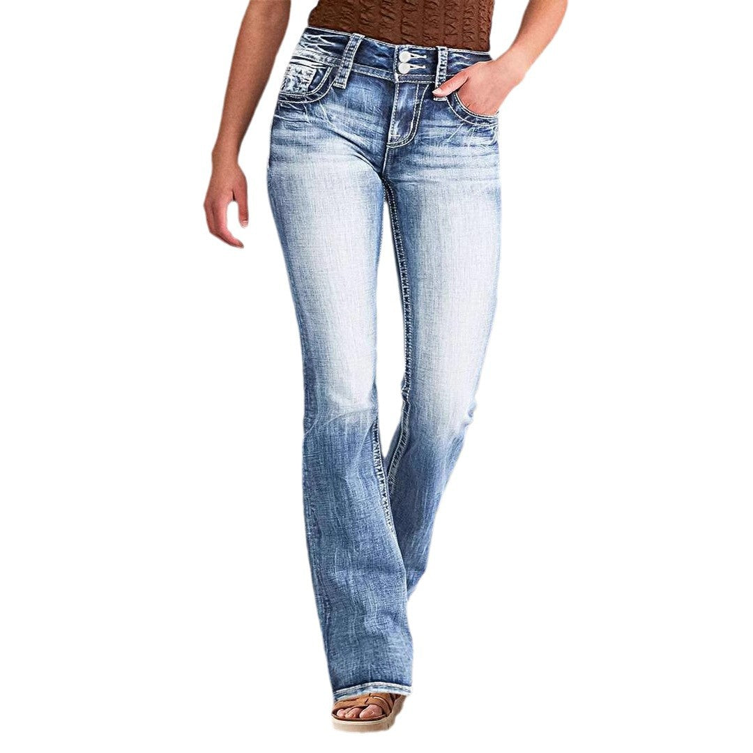 Elegante Bootcut Jeans med Høj Talje og Vintage Vibe