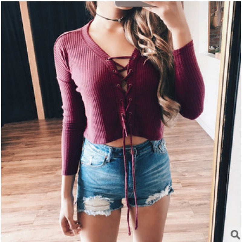 Trendsetter Cropped Pullover med Snøring
