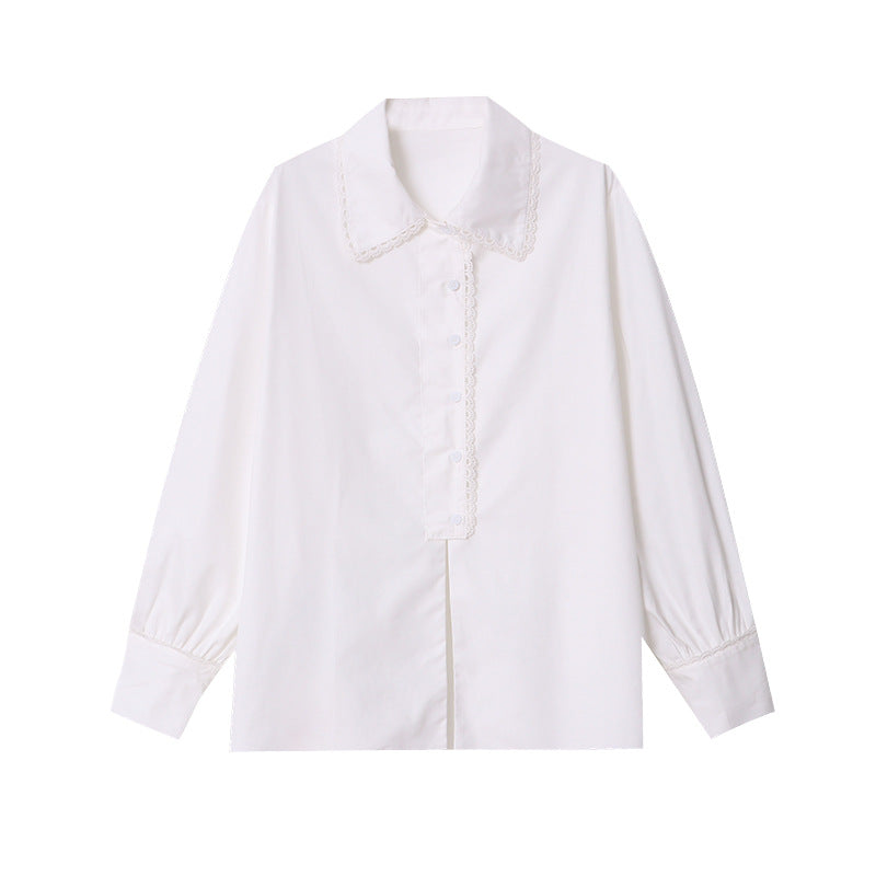 Feminine Bluse med Detaljeret Krave