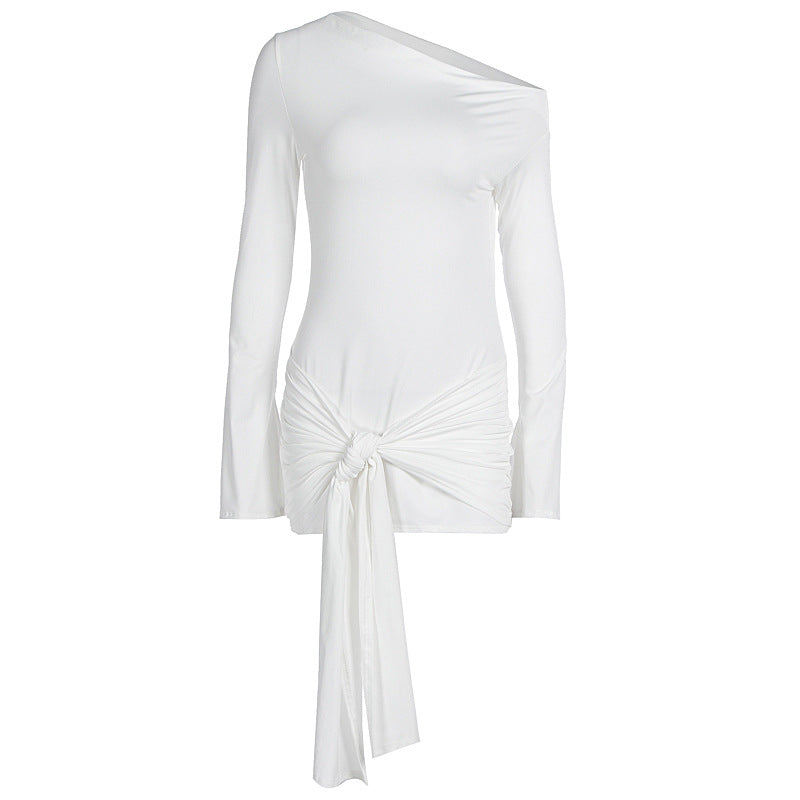 Asymmetrisk Wrap Top med Stilfullt Knyte
