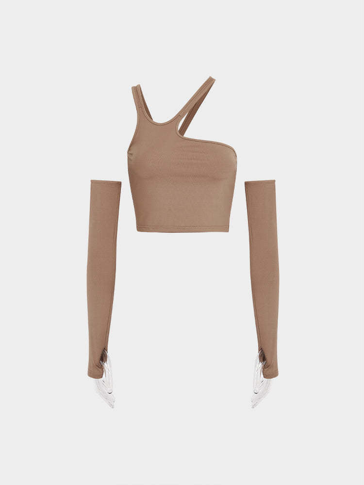 Asymmetrisk Crop-Top med Långa Ärmar för Kvinnor