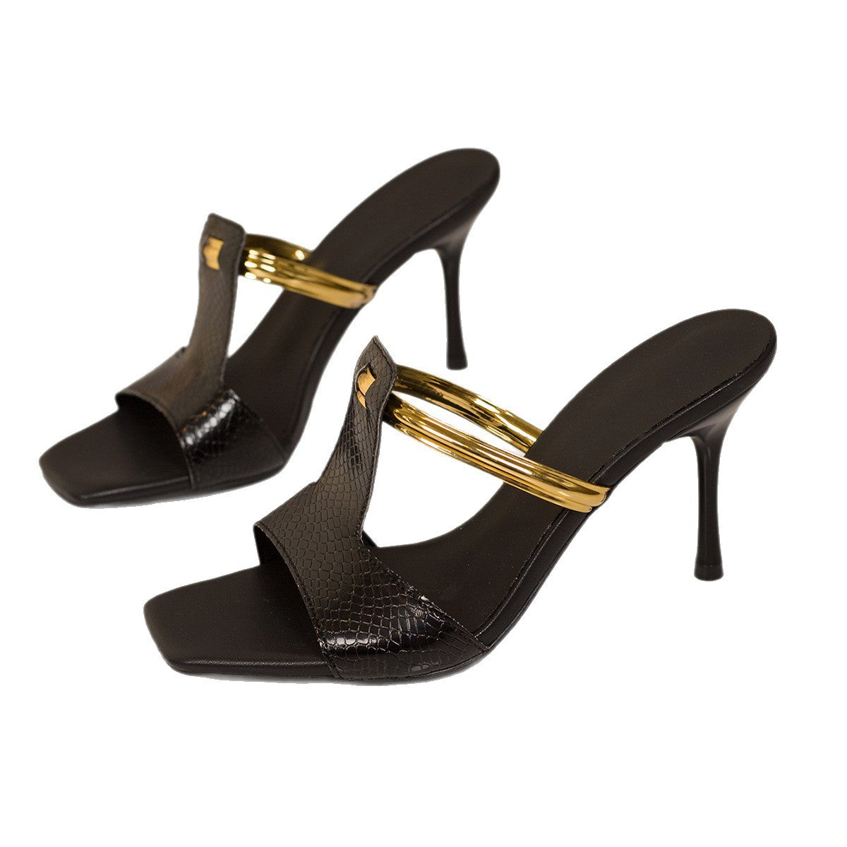 Eleganta Klacksandaler med Glittrande Detaljer och Chic Design