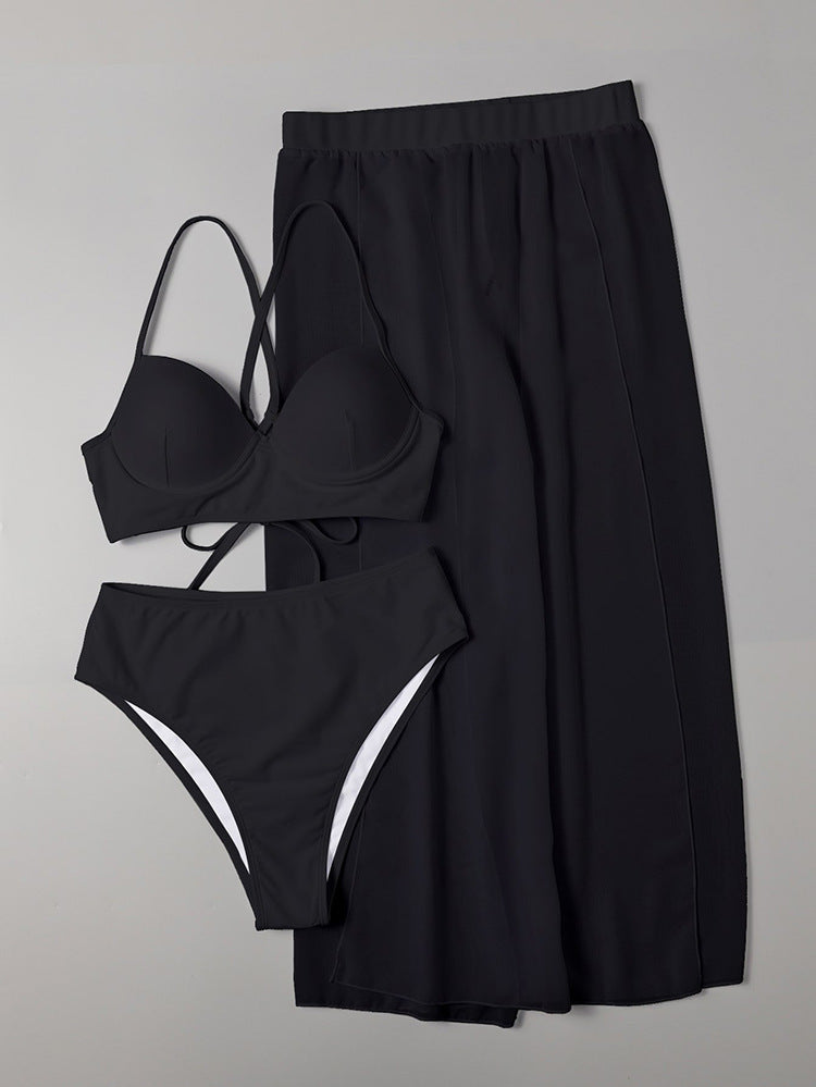 Feminint Bikiniset med Chic Bandeau och Högmidjad Underdel
