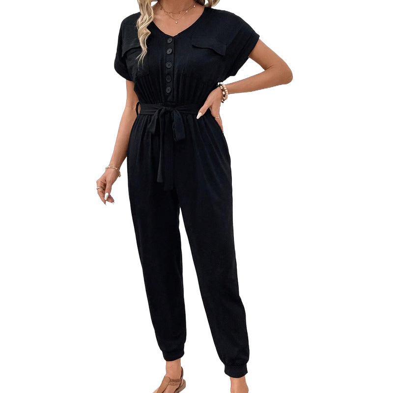Elegant Jumpsuit för Kvinnor med Justerbar Midja och Snygga Fickor