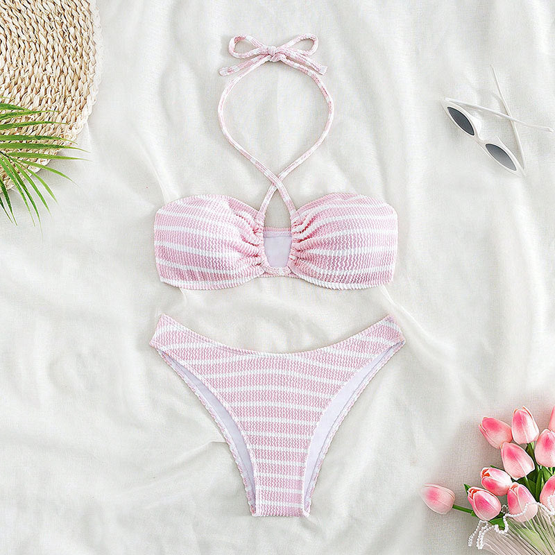 Snygg Bandeau-Bikini med Tidlös Randdesign